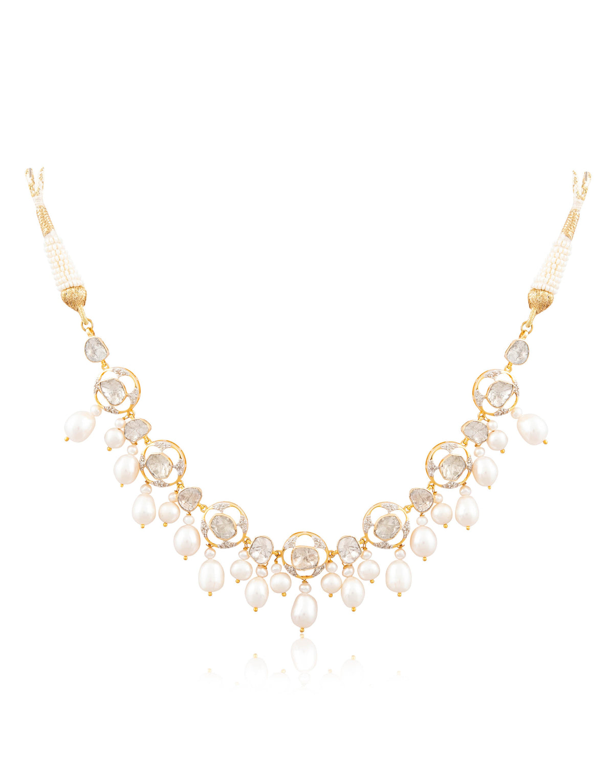 Shubhangi Choker And Chandika Long Earrings Polki And Diamond Set