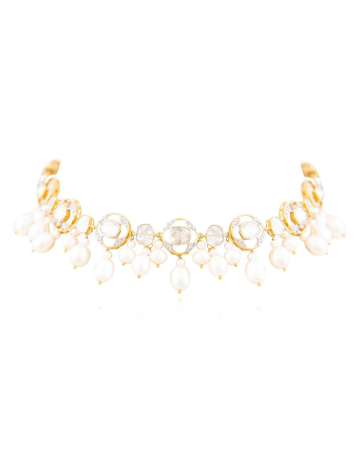 Shubhangi Choker And Chandika Long Earrings Polki And Diamond Set