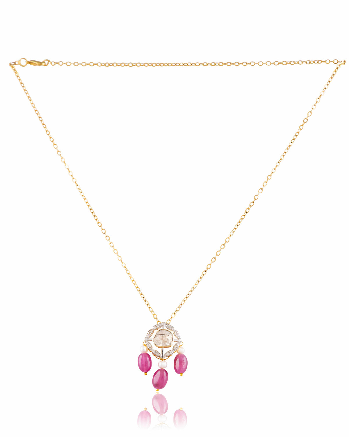 Nazmeen Polki And Diamond Pendant