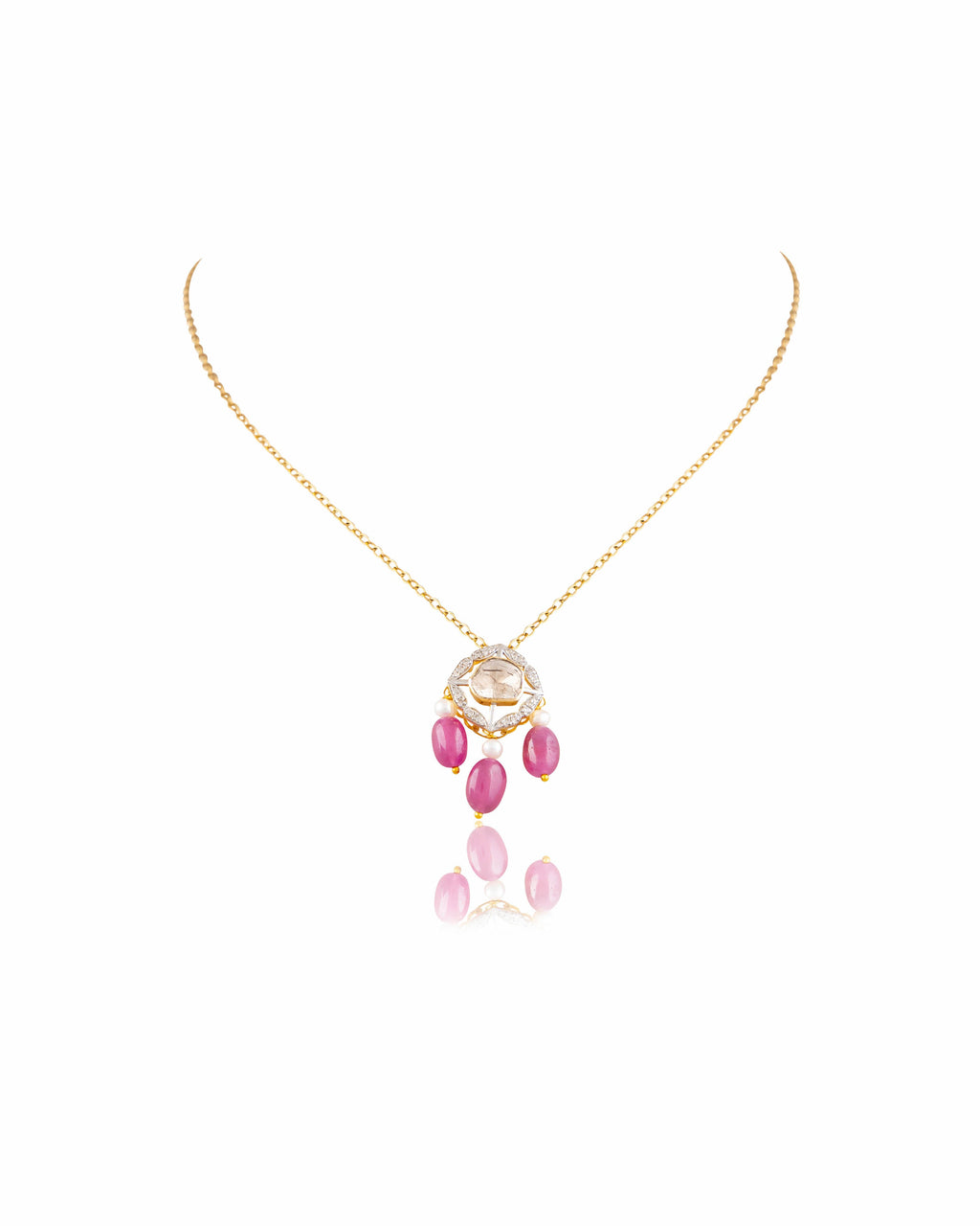 Nazmeen Polki And Diamond Pendant