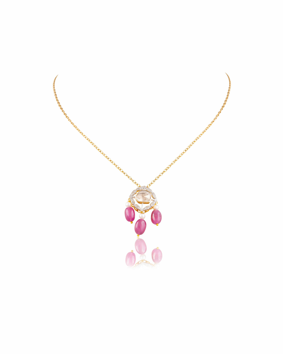 Nazmeen Polki And Diamond Pendant