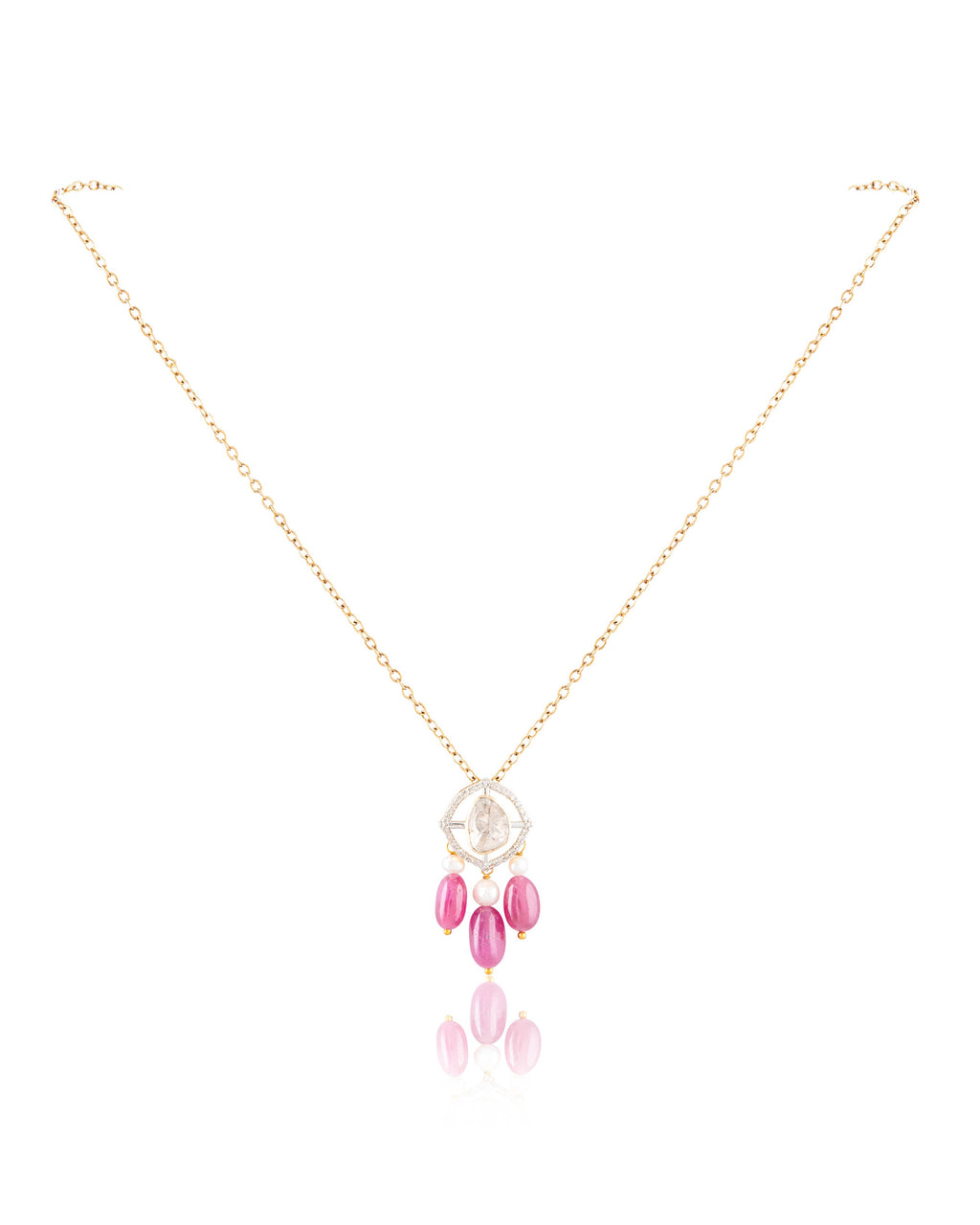 Urvashi Pendant And Dharika Tops Polki And Diamond Set