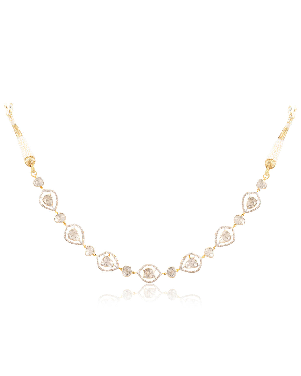 Ariana Choker And Ashika Long Earrings Polki And Diamond Set
