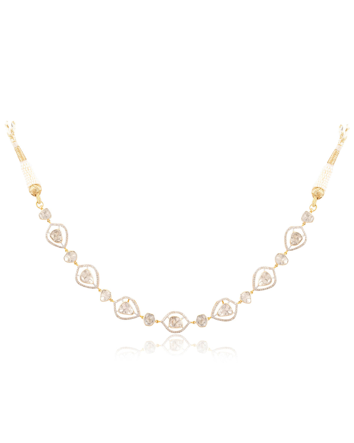 Ariana Choker And Ashika Long Earrings Polki And Diamond Set