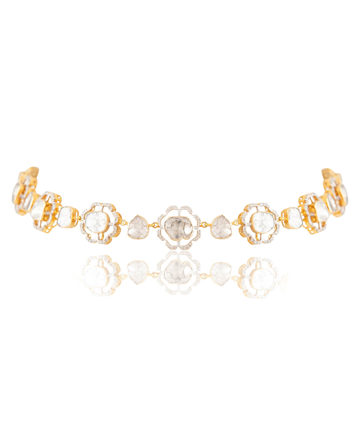 Piyusha Choker And Latasha Long Earrings Polki And Diamond Set