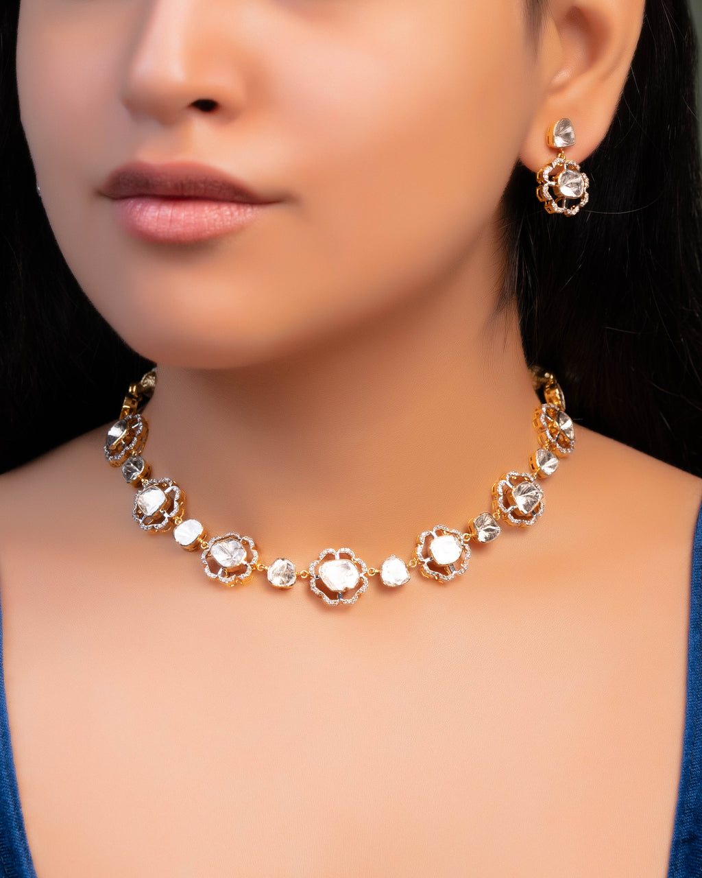 Latasha Polki And Diamond Long Earrings