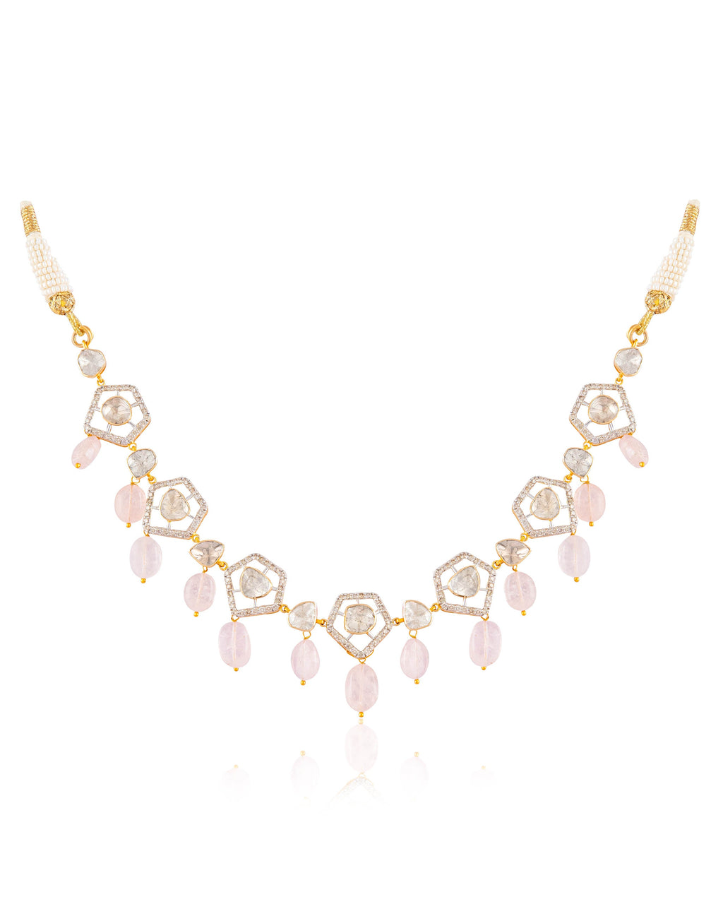 Sanam Choker And Nimah Long Earrings Polki And Diamond Set