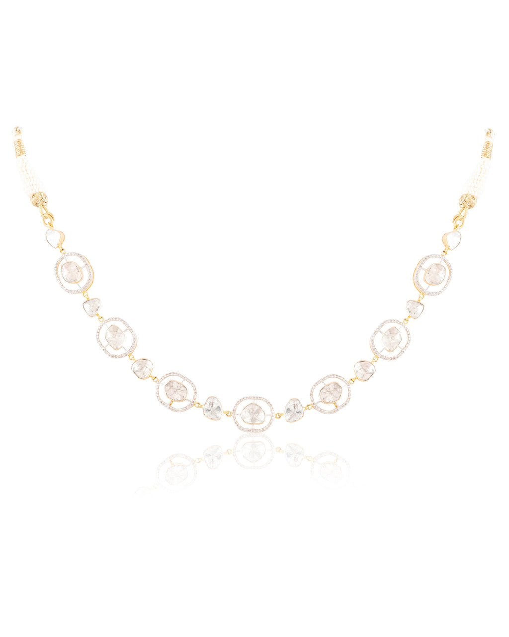 Pallavi Choker And Tulsika Long Earrings Polki And Diamond Set