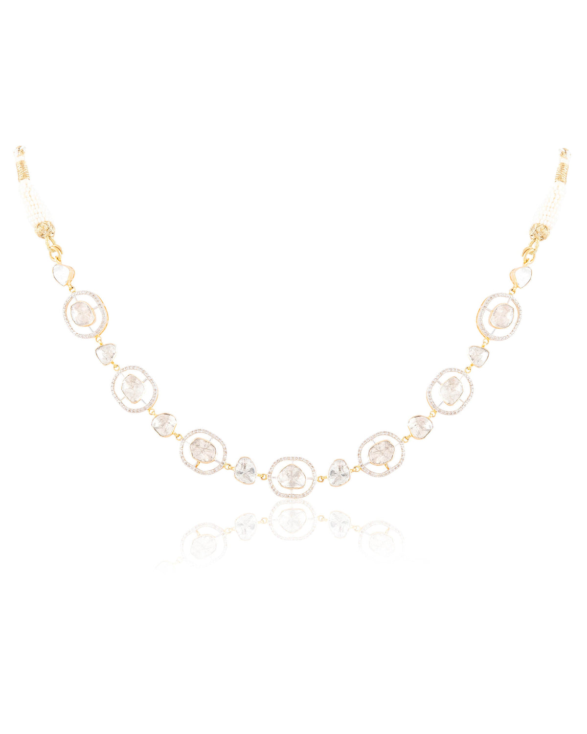 Pallavi Choker And Tulsika Long Earrings Polki And Diamond Set