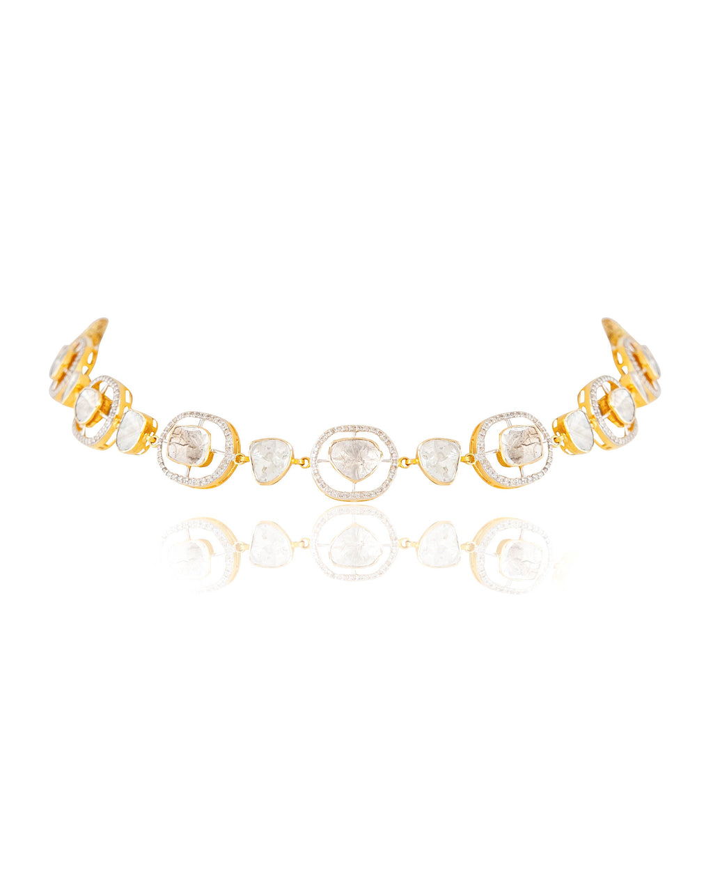 Pallavi Choker And Tulsika Long Earrings Polki And Diamond Set