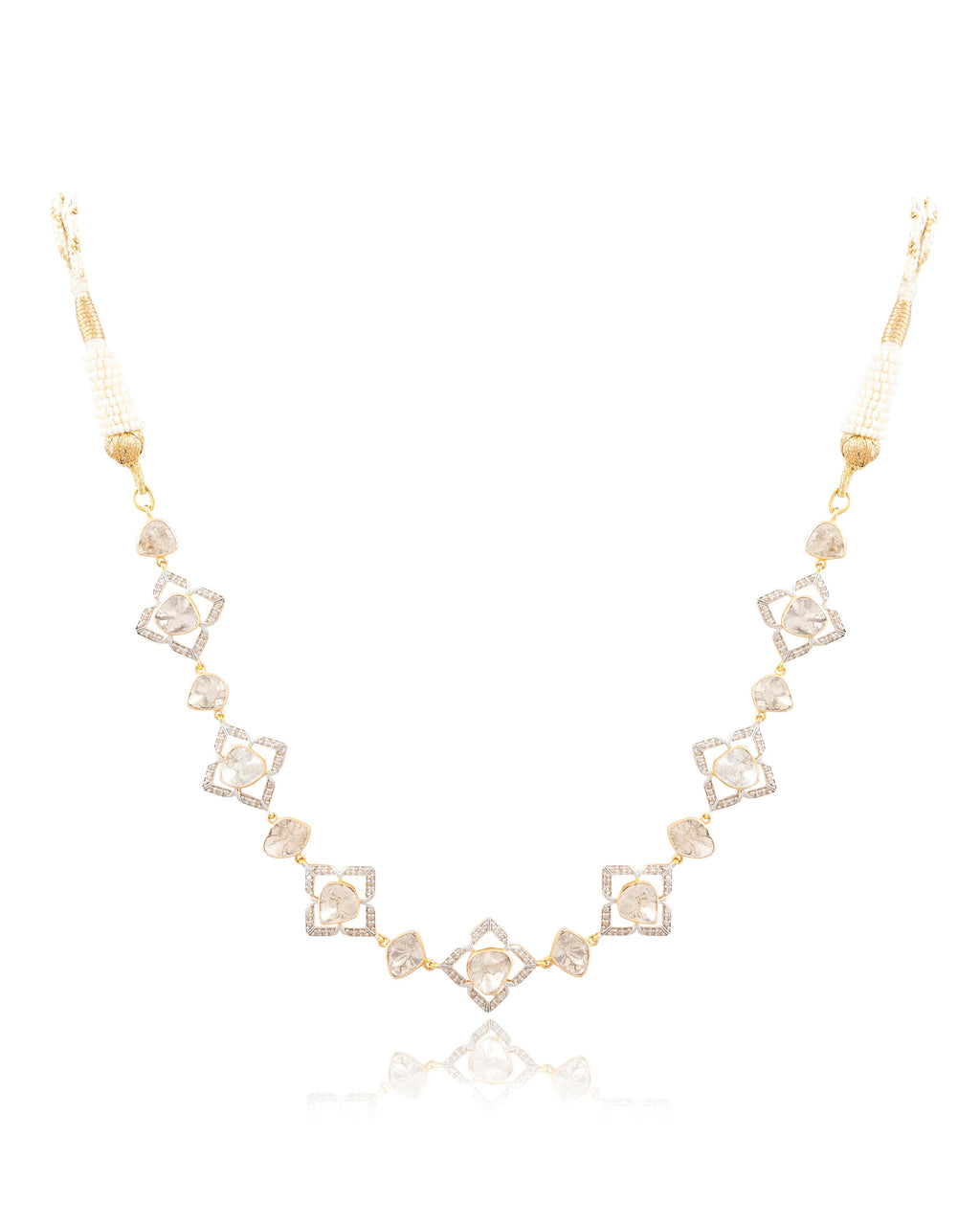 Vinita Choker And Shaziya Long Earrings Polki And Diamond Set