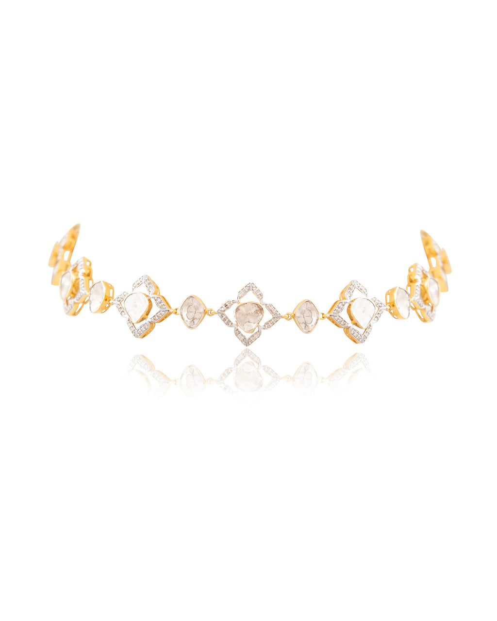 Vinita Choker And Shaziya Long Earrings Polki And Diamond Set