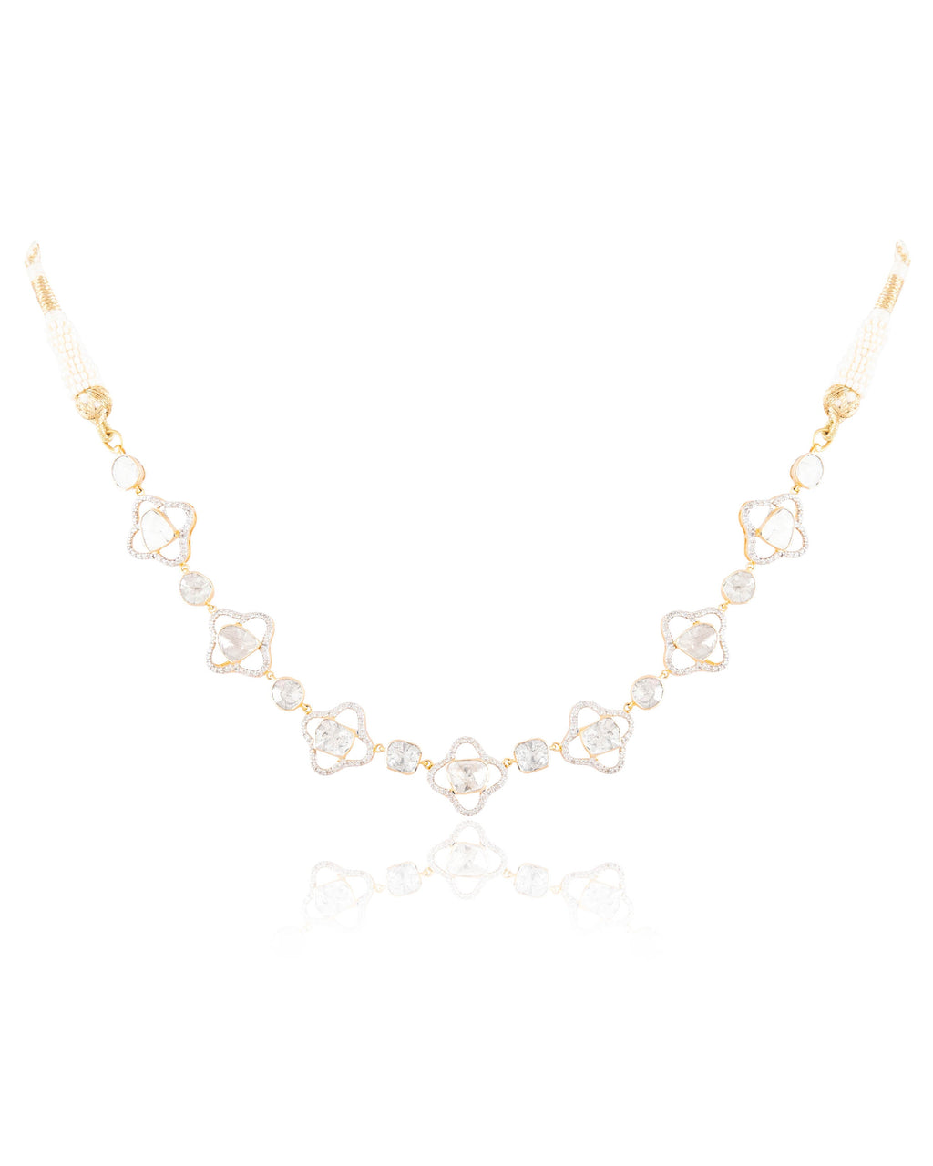 Anveta Choker And Taniya Long Earrings Polki And Diamond Set