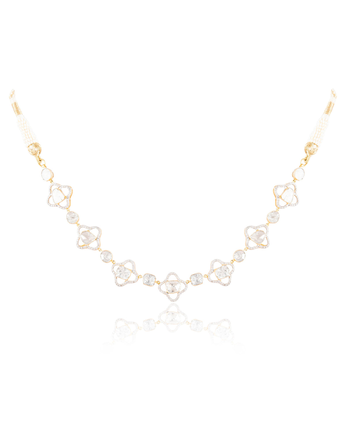 Anveta Choker And Taniya Long Earrings Polki And Diamond Set