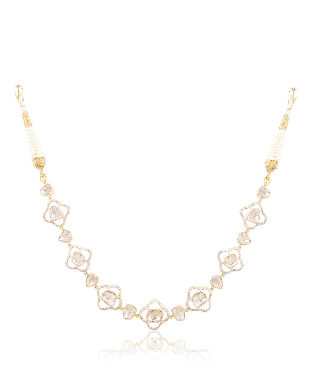 Alveena Choker And Heena Long Earrings Polki And Diamond Set