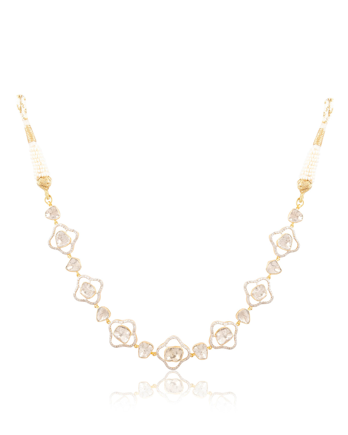 Alveena Choker And Heena Long Earrings Polki And Diamond Set