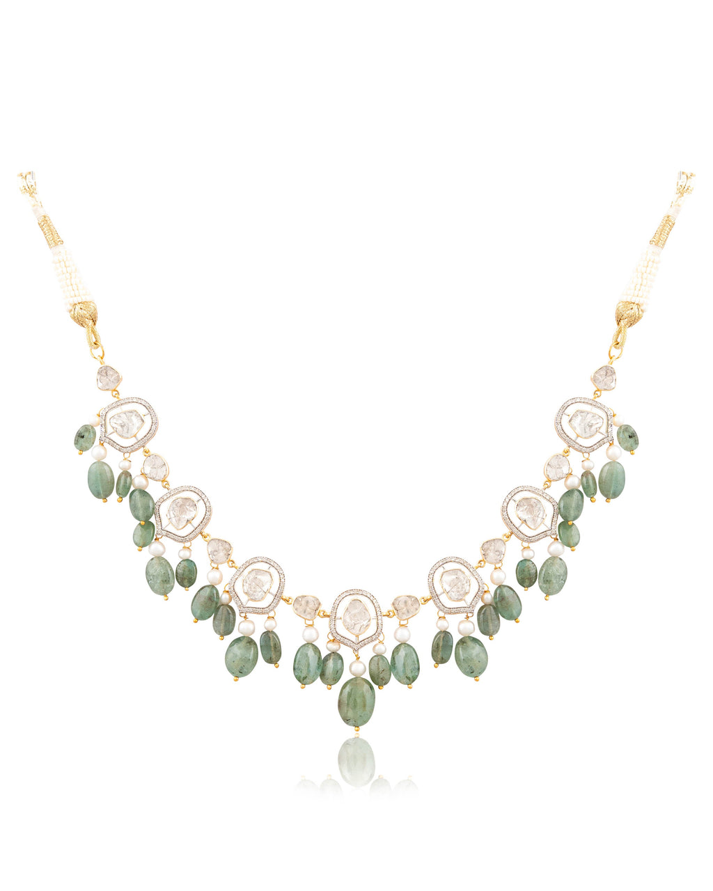 Ophelia Choker And Shanvi Long Earrings Polki And Diamond Set