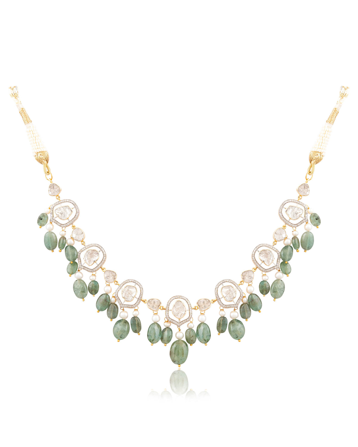 Ophelia Choker And Shanvi Long Earrings Polki And Diamond Set