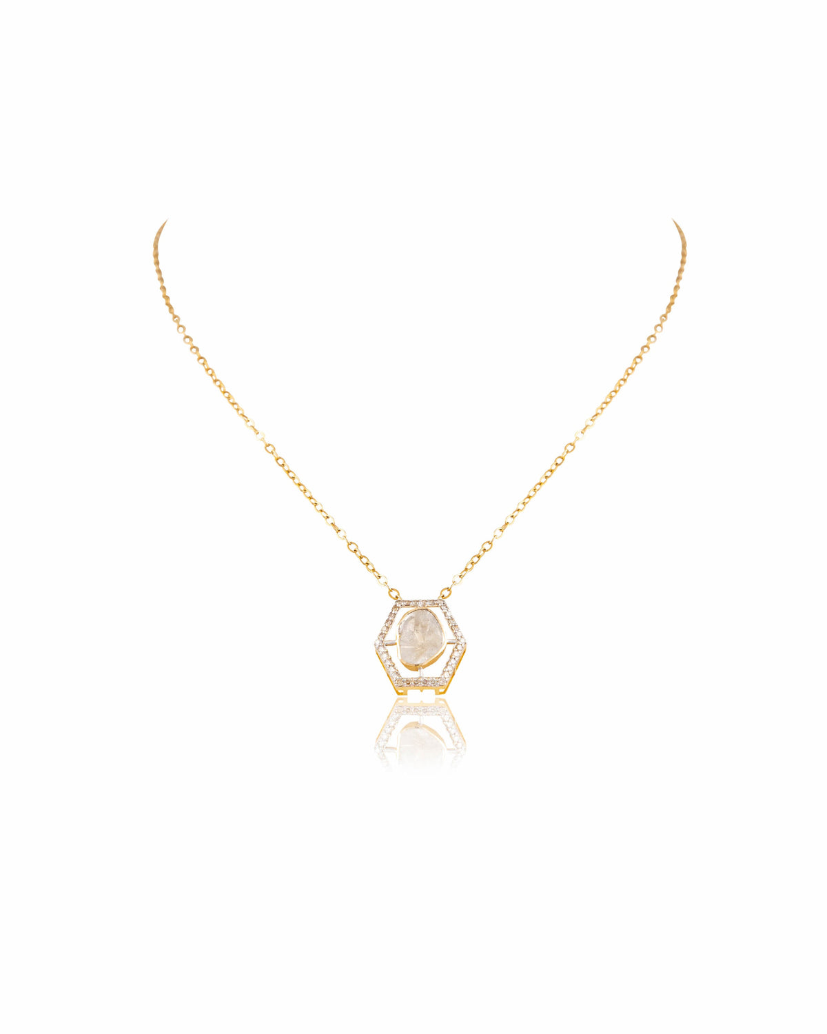 Kirti Polki And Diamond Pendant