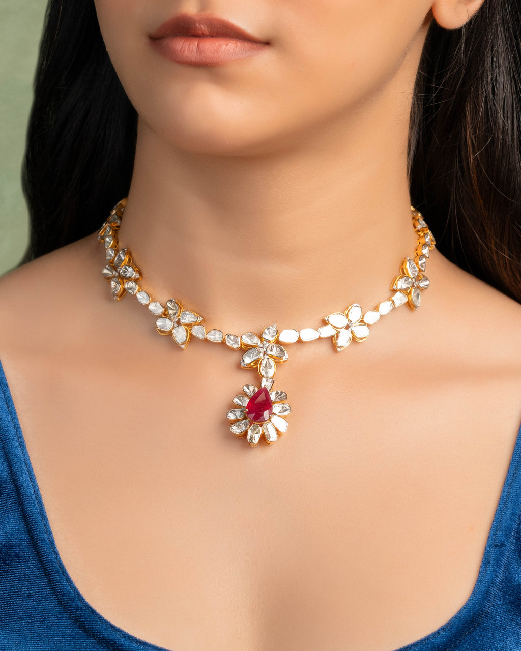 Nicole Polki And Diamond Necklace