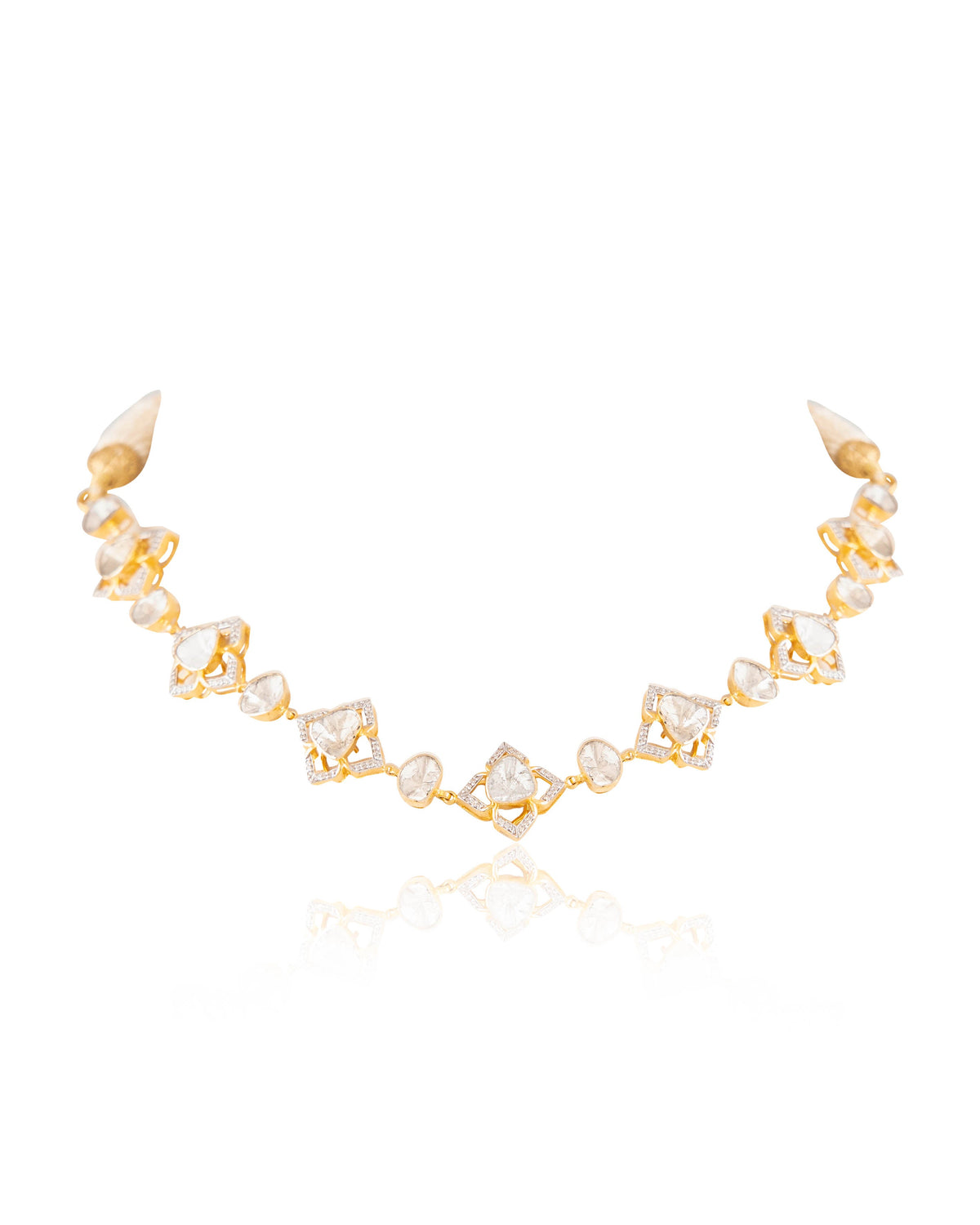 Naoma Choker And Ishita Long Earrings Polki And Diamond Set