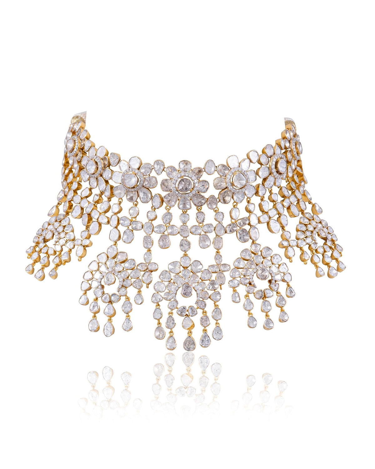 Goenka Choker And Nia Long Earrings Polki And Diamond Set