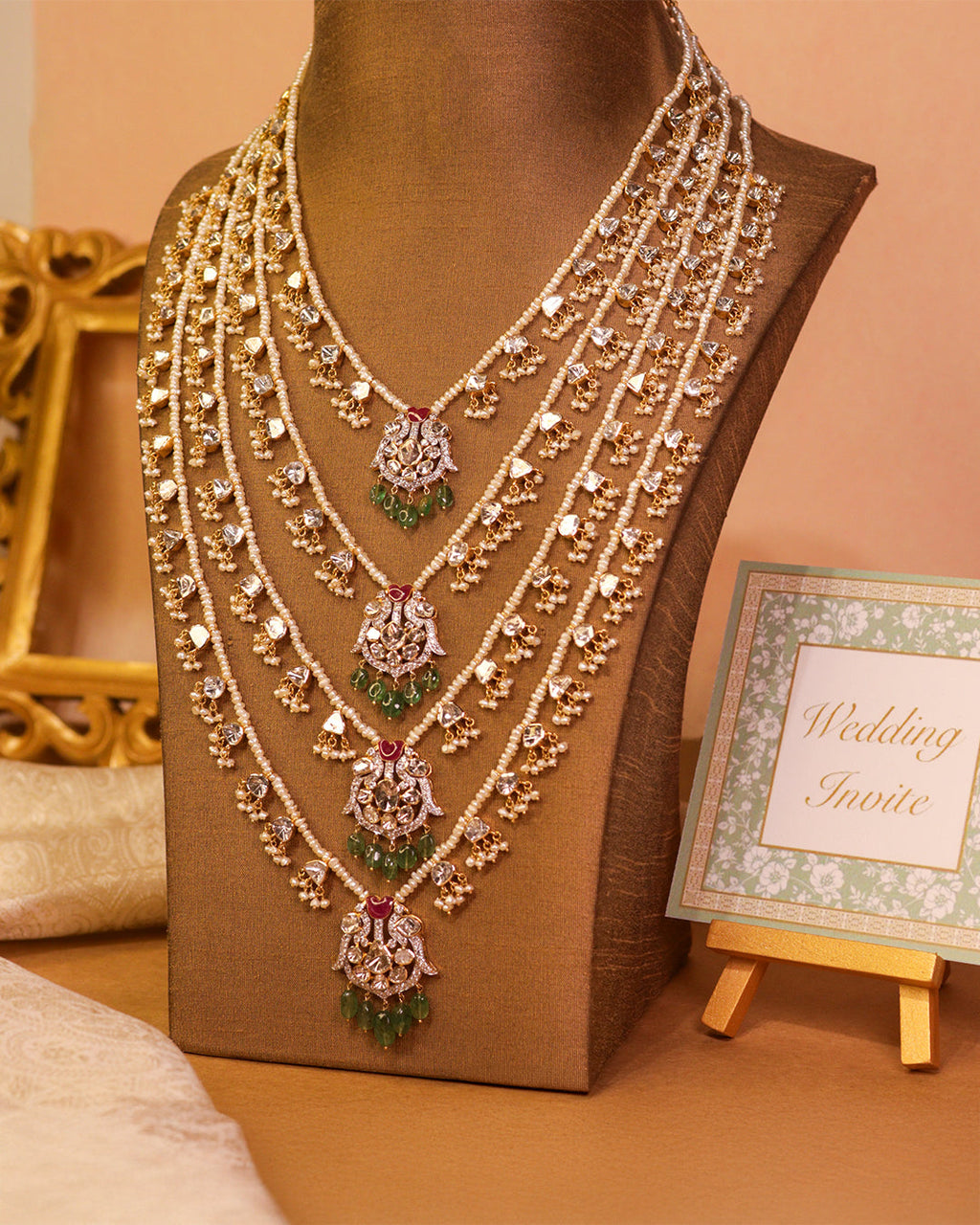 Hazel Polki And Diamond Long Necklace