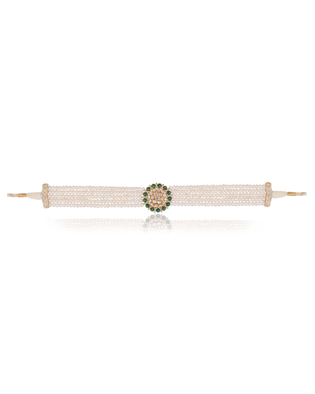 Ameena Bead Choker And Malani Tops Polki And Diamond Set