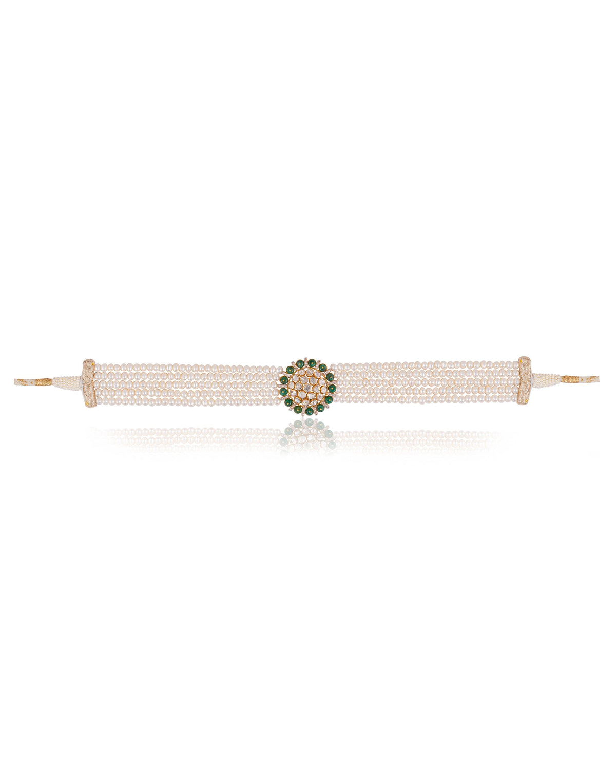 Ameena Bead Choker And Malani Tops Polki And Diamond Set