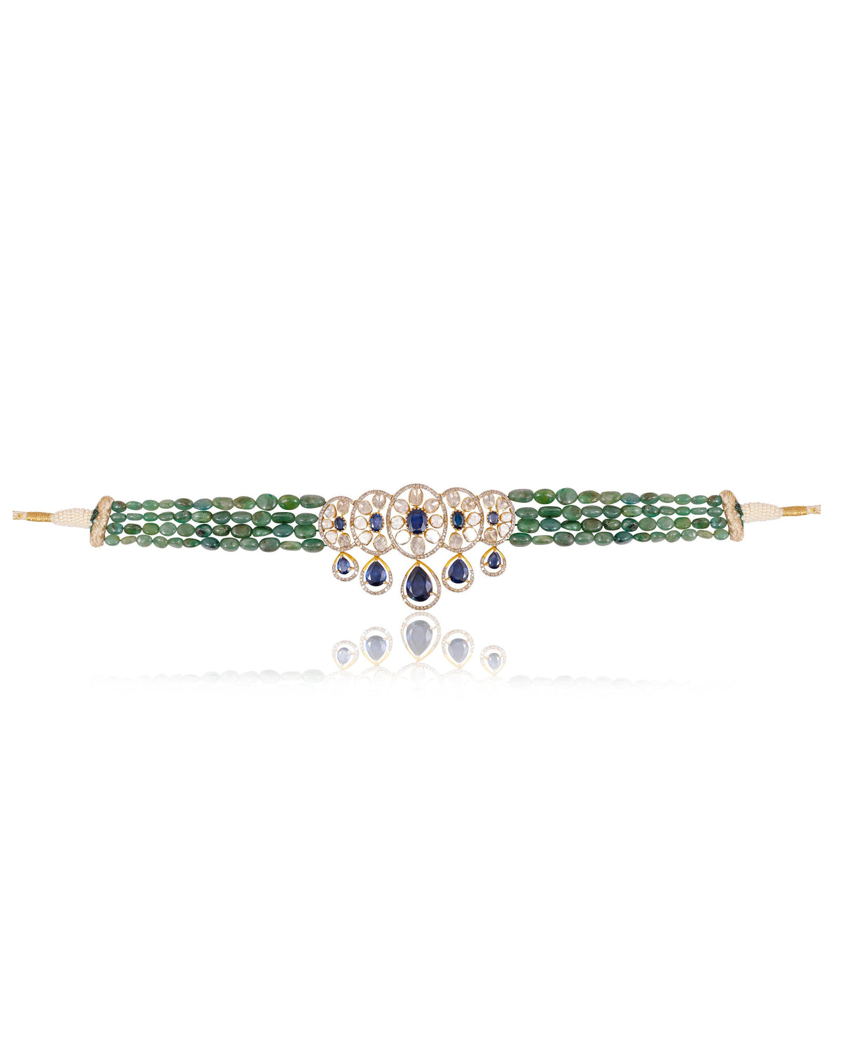 Saira Choker And Ravinah Long Earrings Polki And Diamond Set