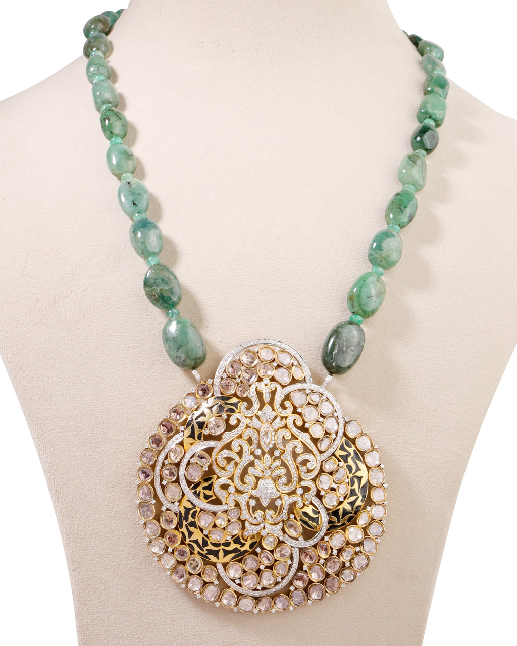 Kirti Polki And Diamond Bead Pendant