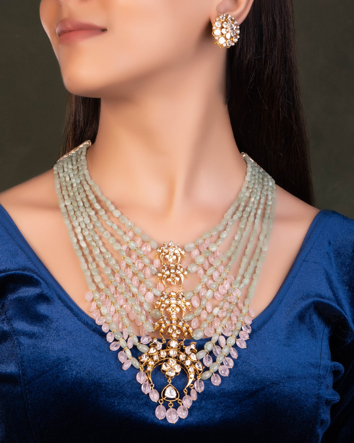 Aarifa Polki And Diamond Bead Pendant