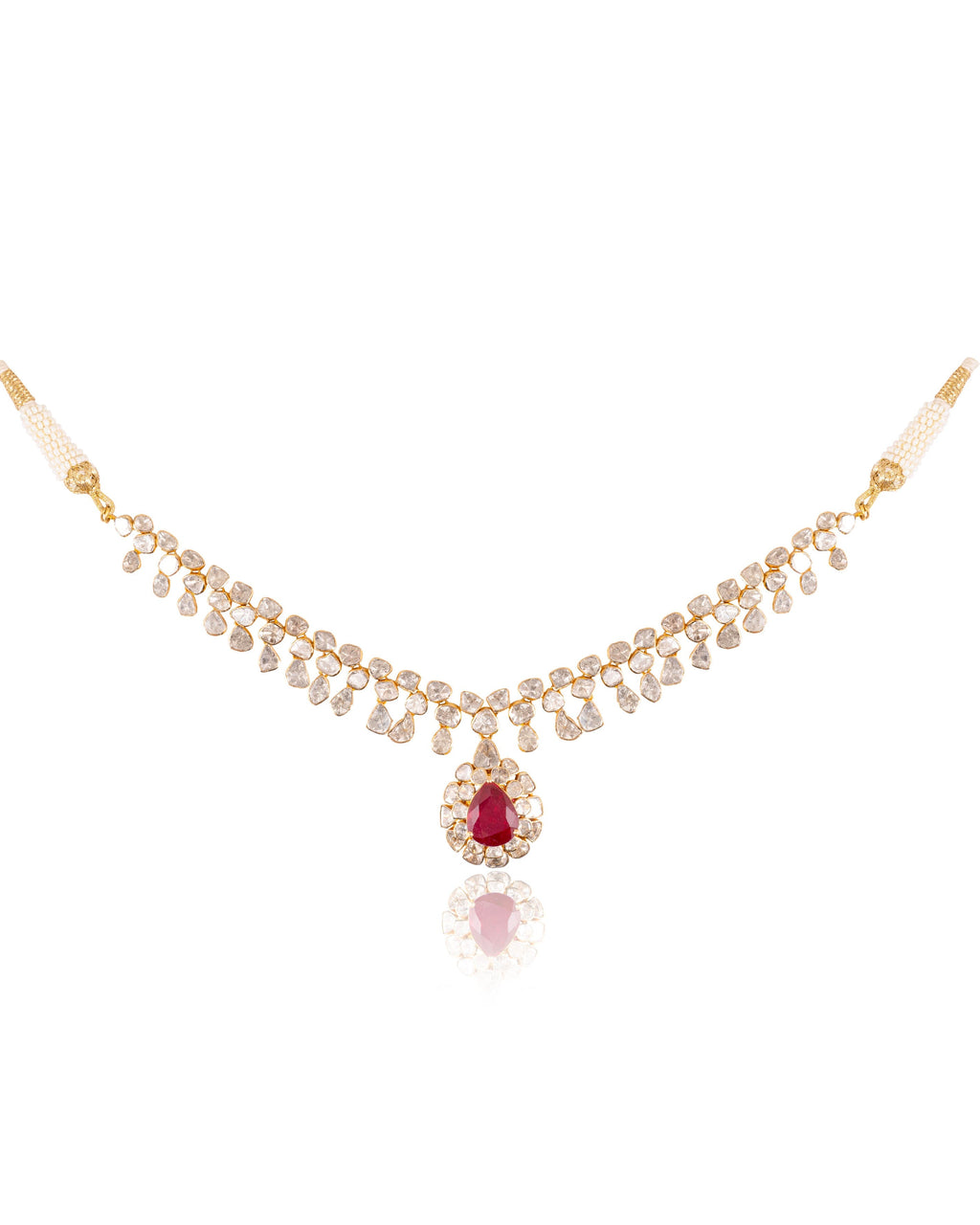 Pragati Necklace And Trupti Long Earrings Polki Set
