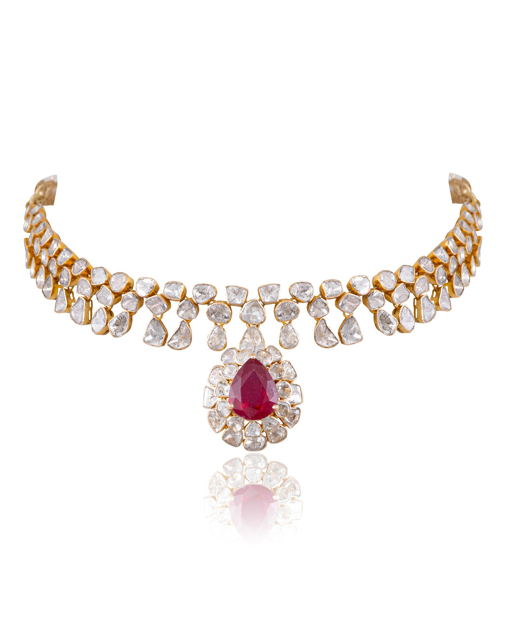 Pragati Necklace And Trupti Long Earrings Polki Set