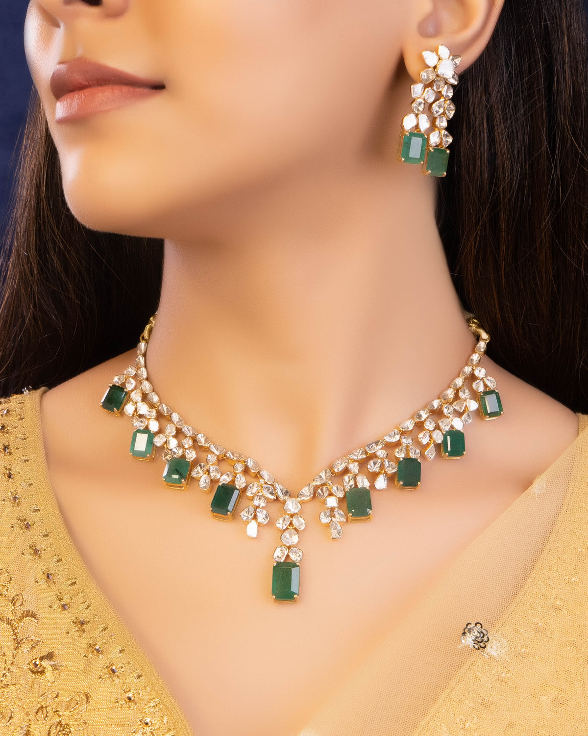 Nadiya Polki Long Earrings