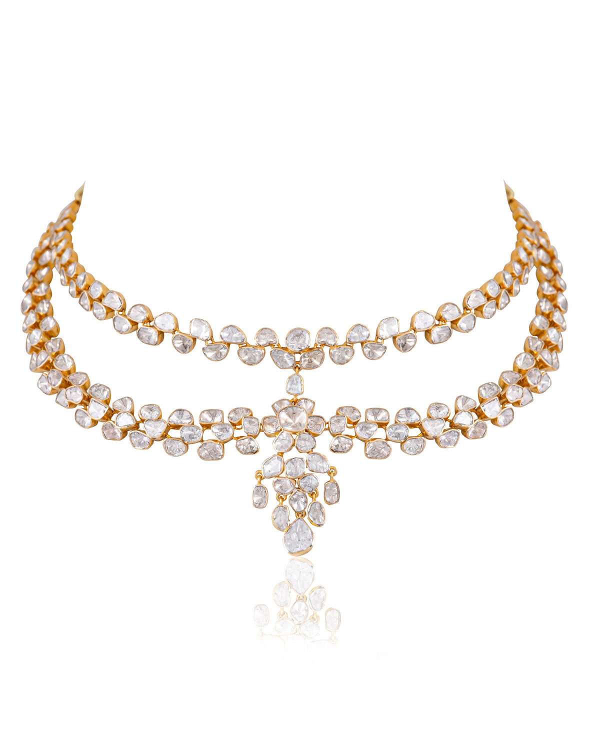 Madhuri Necklace And Arunisha Long Earrings Polki Set