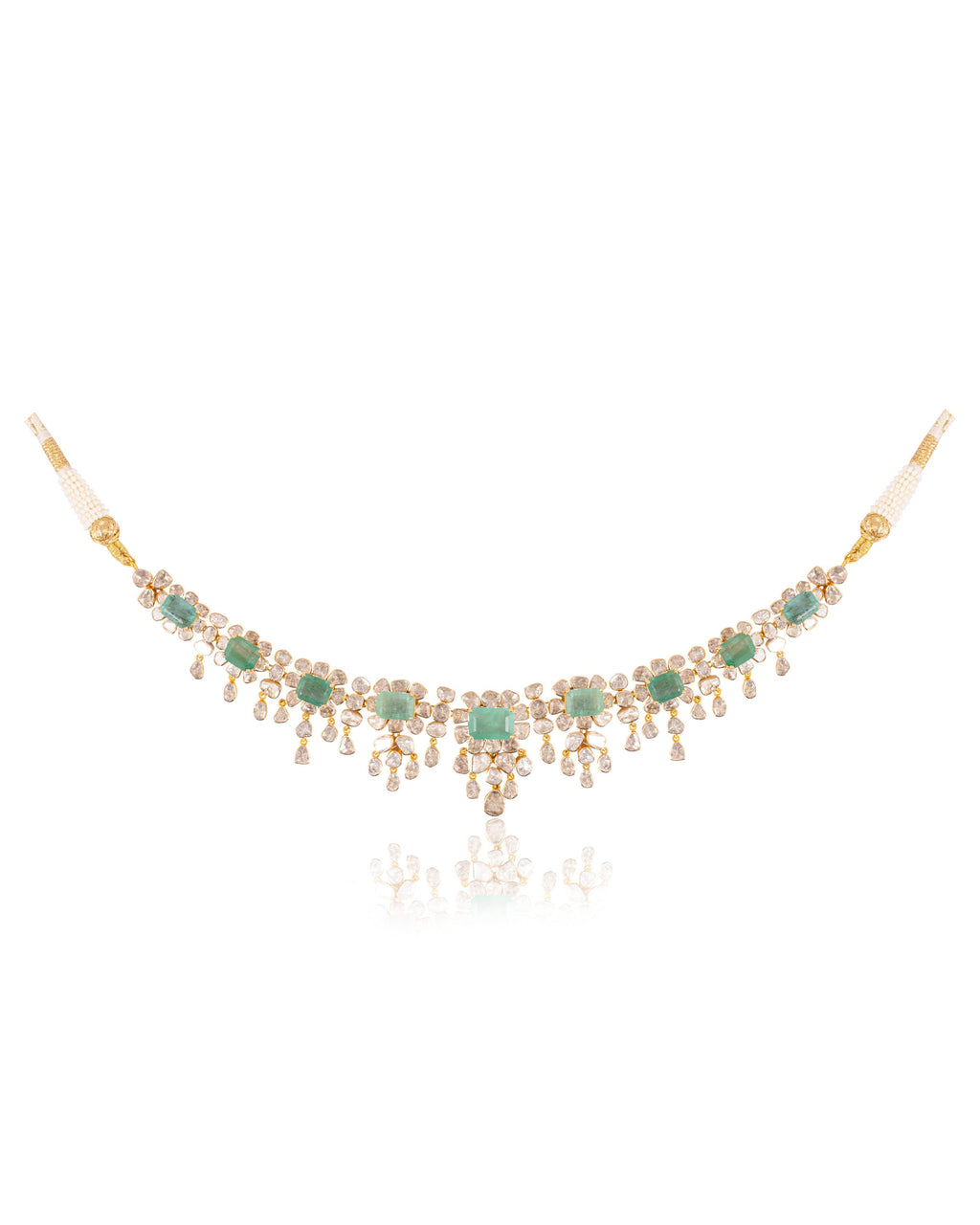 Muskaan Necklace And Zaveriya Long Earrings Polki Set