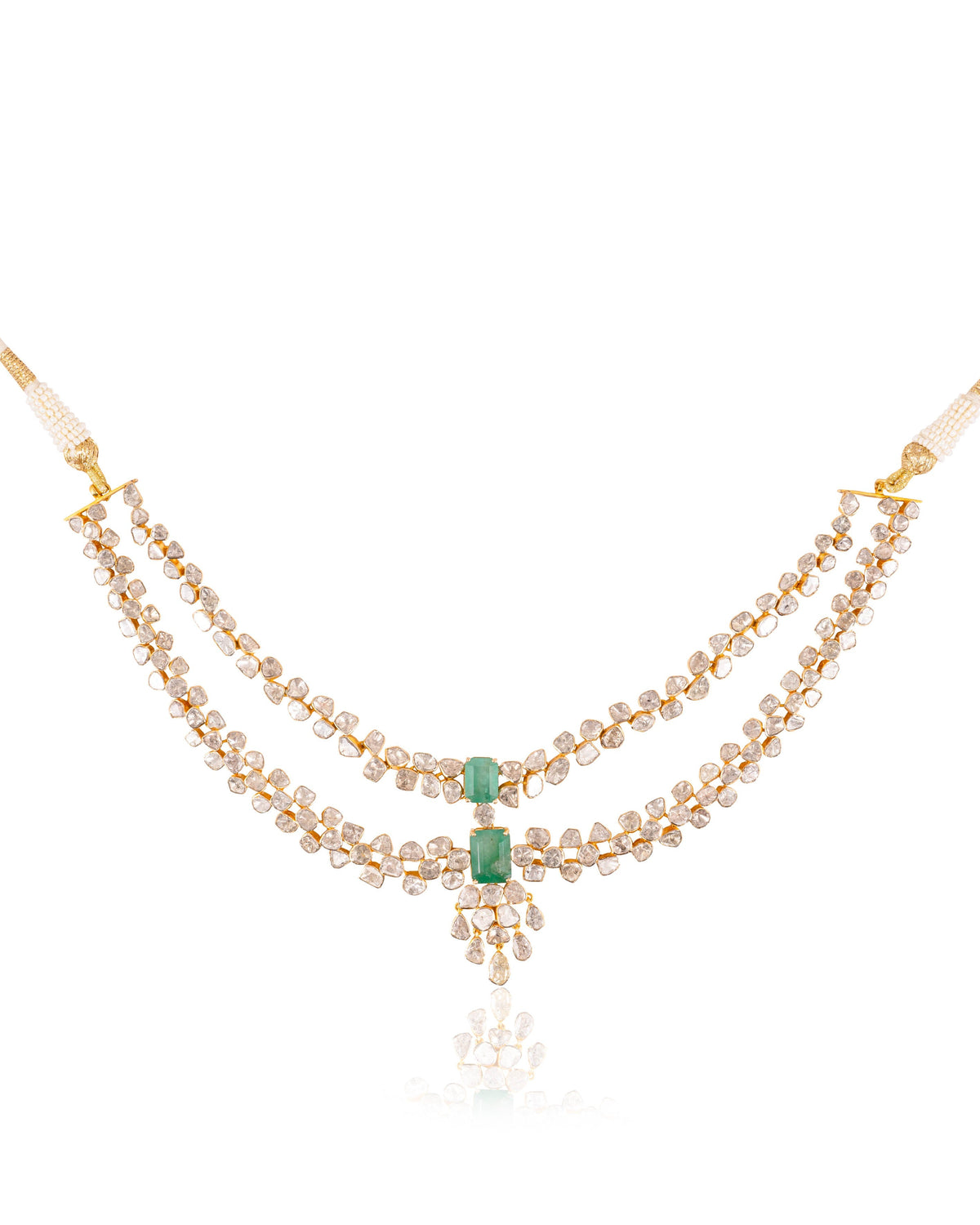 Puravi Necklace And Rushda Long Earrings Polki Set