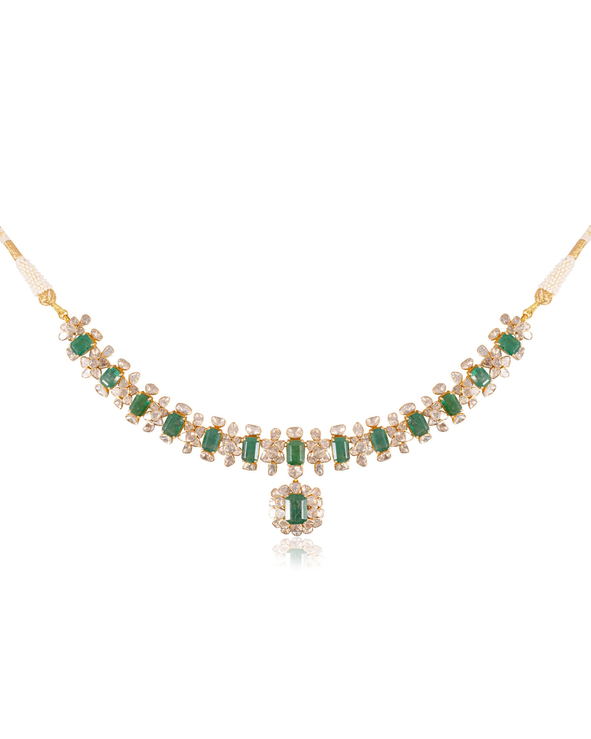 Manasi Necklace And Sanjita Long Earrings Polki Set