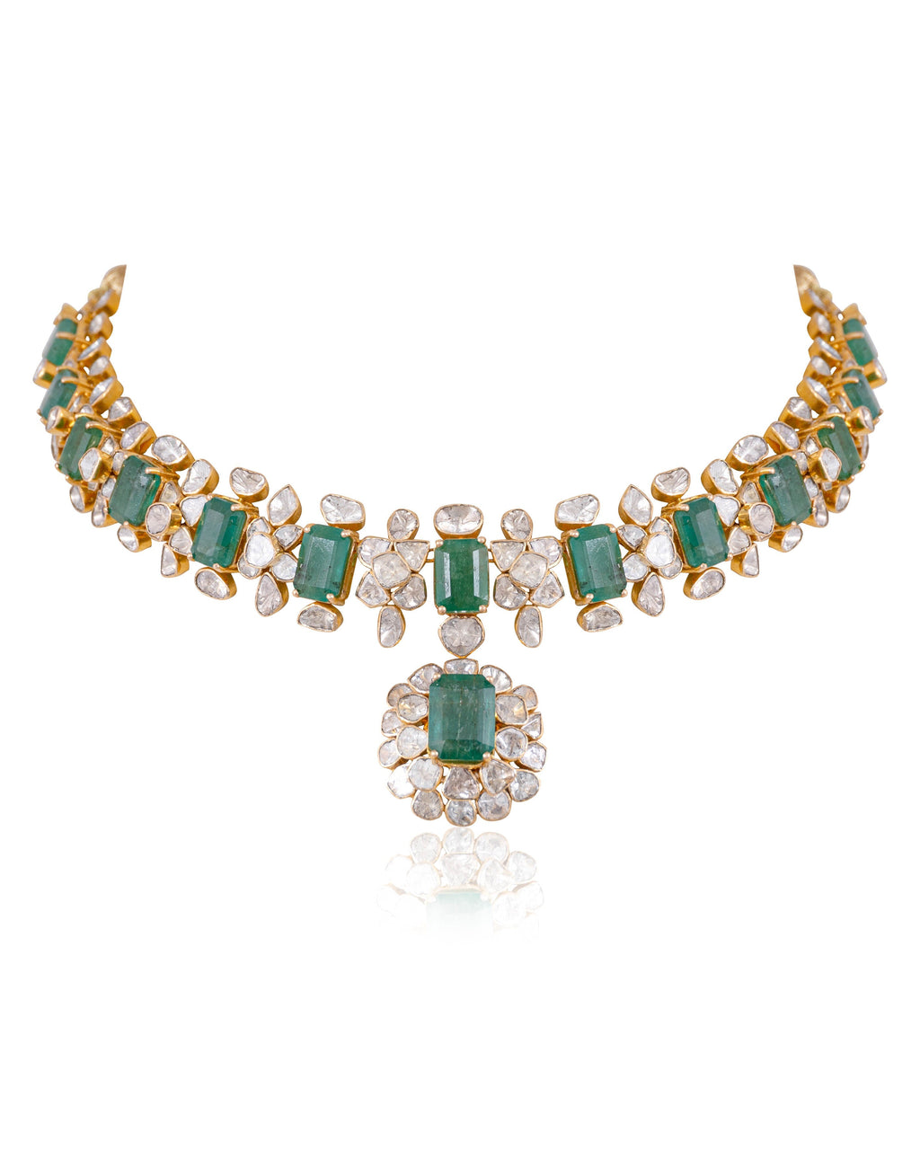 Manasi Necklace And Sanjita Long Earrings Polki Set