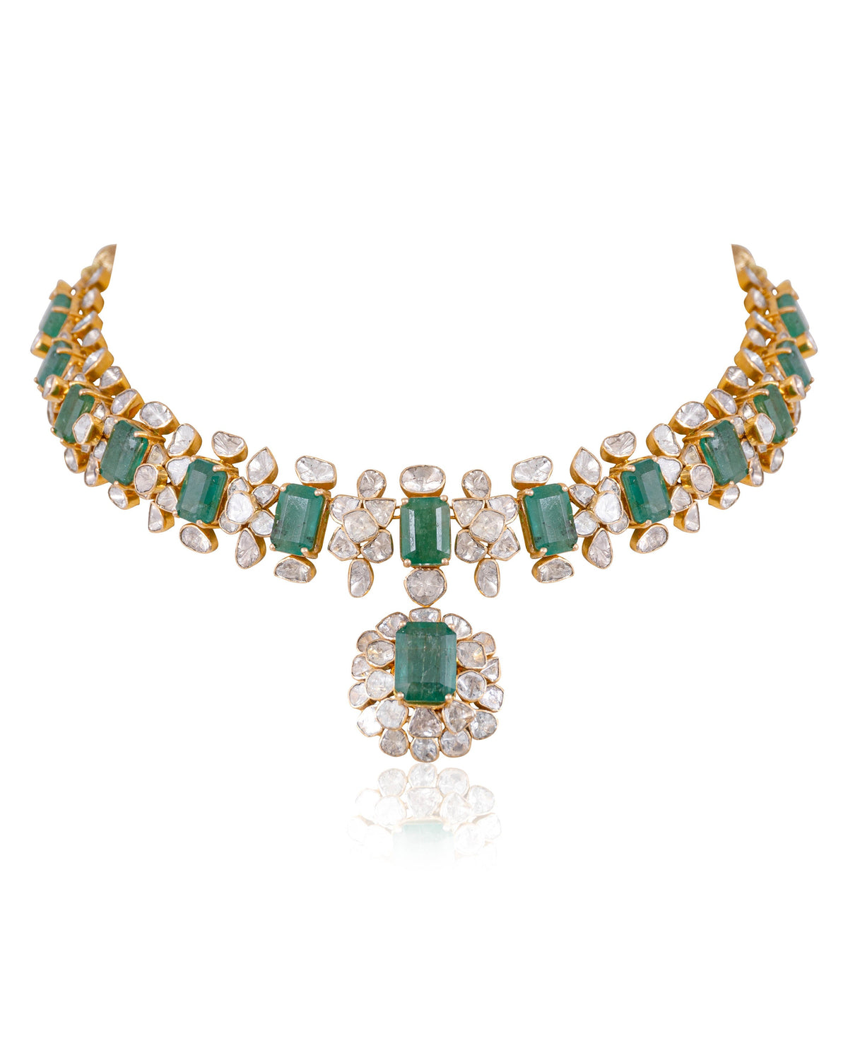 Manasi Necklace And Sanjita Long Earrings Polki Set