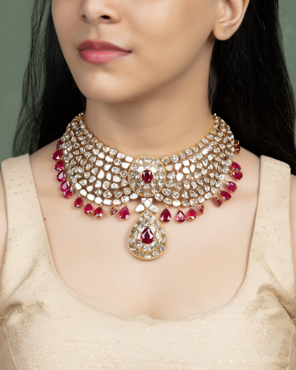Zeenat Aman - Adya Polki And Diamond Necklace