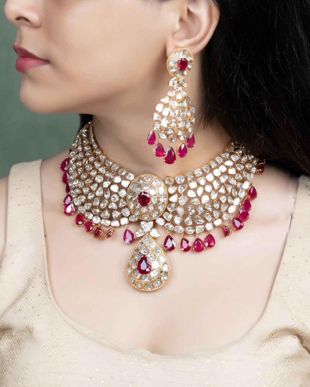 Zeenat Aman - Adya Polki And Diamond Necklace