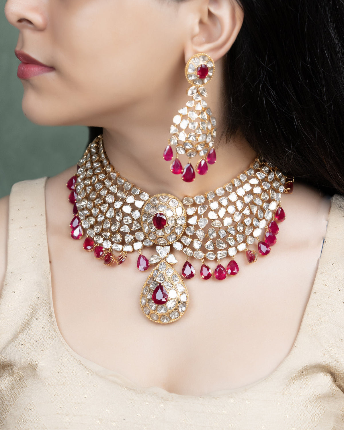 Zeenat Aman - Adya Polki And Diamond Necklace