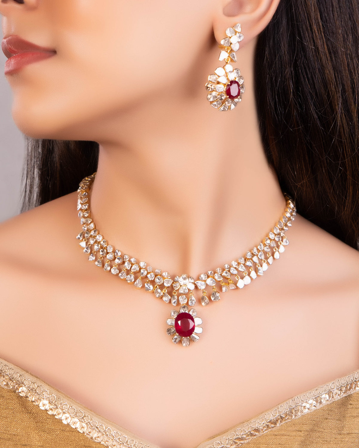 Idhika Polki Long Earrings