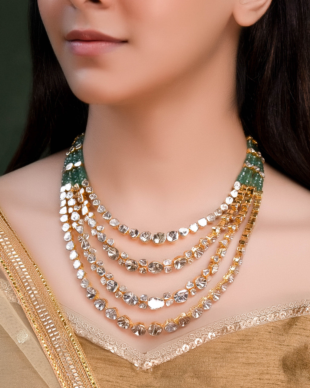 Radha Polki And Diamond Long Necklace