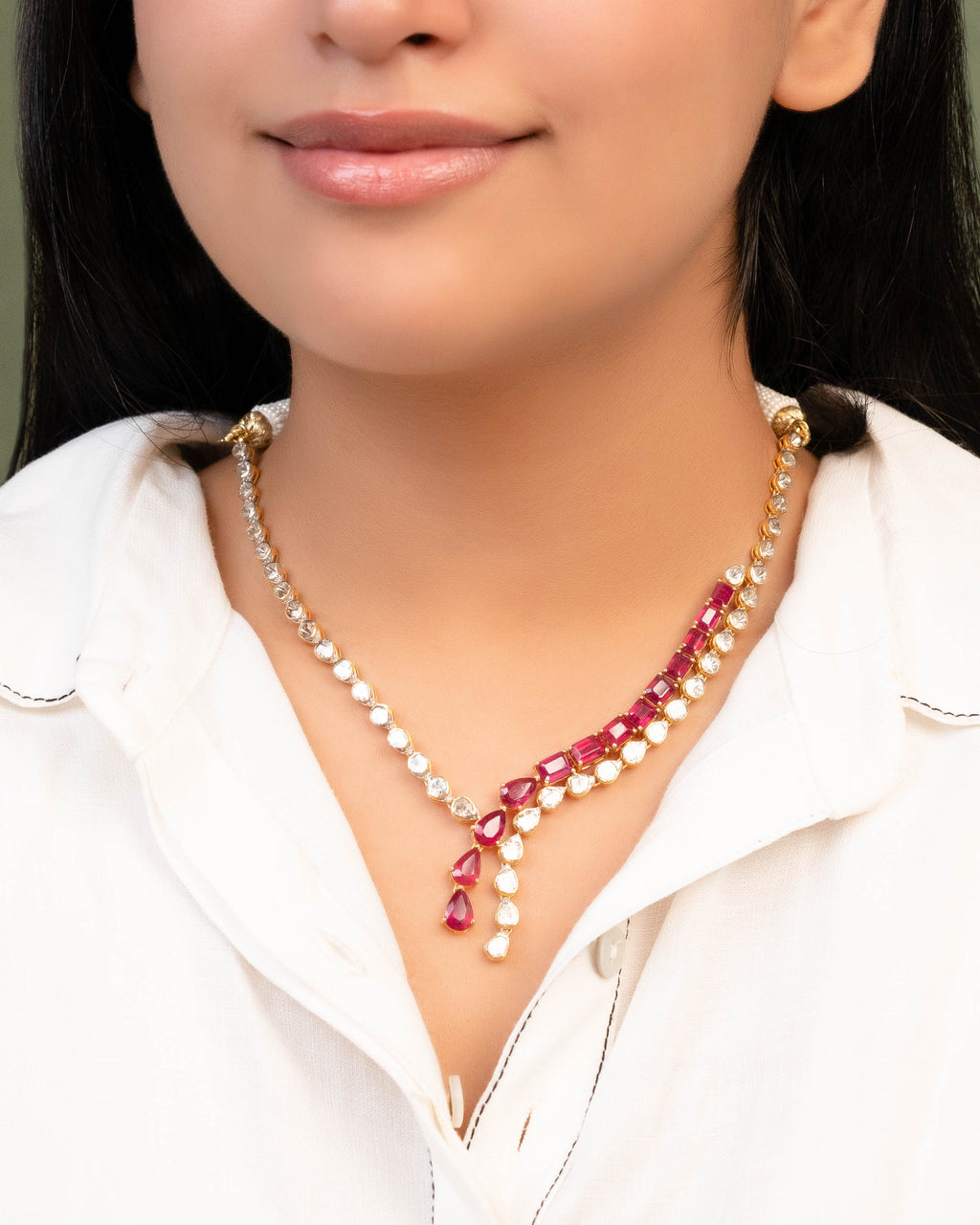 Aruna Polki And Diamond Necklace