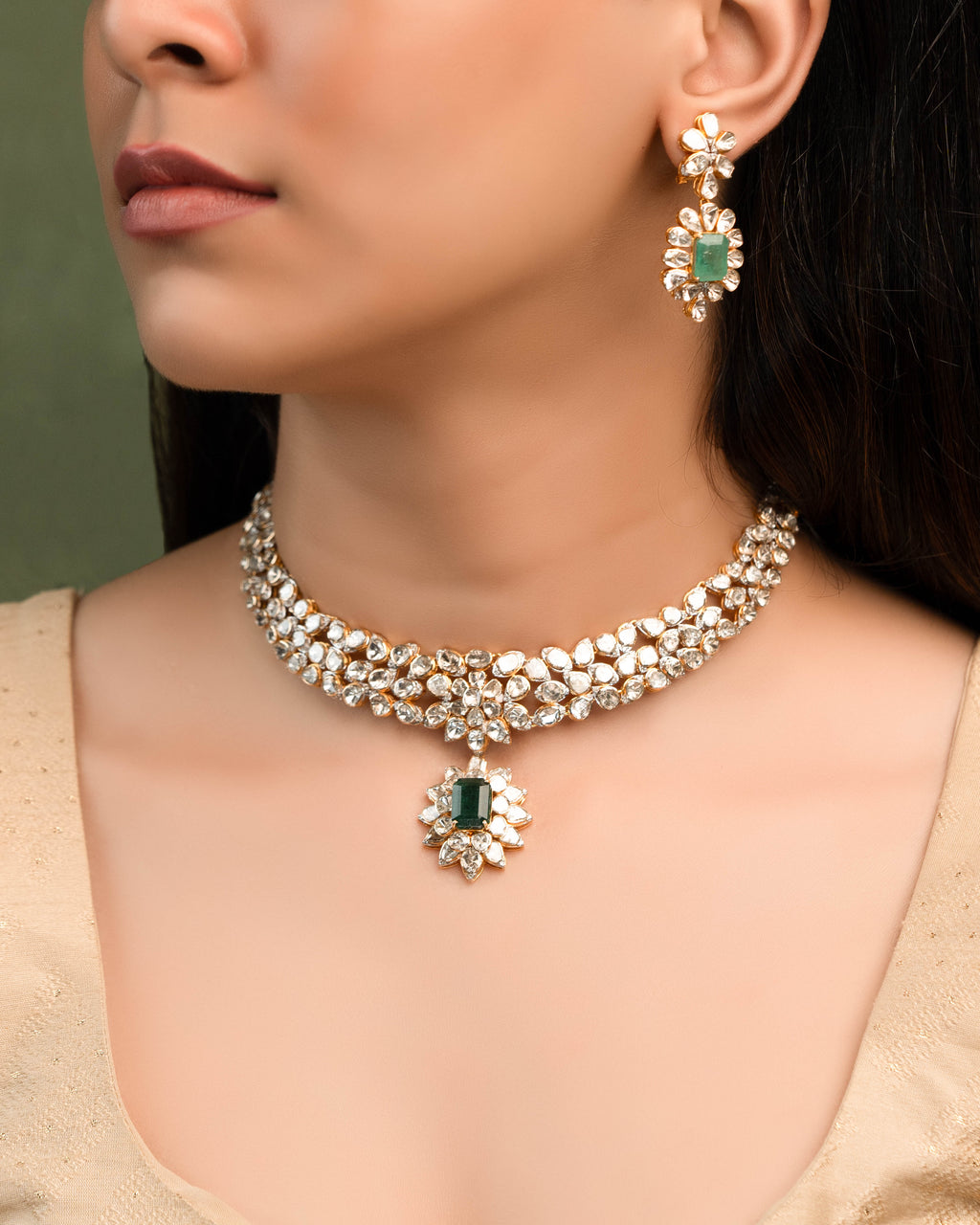 Zariyah Polki And Diamond Long Earrings