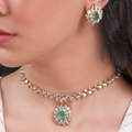 Zareena Necklace And Vibhuti Tops Polki And Diamond Set