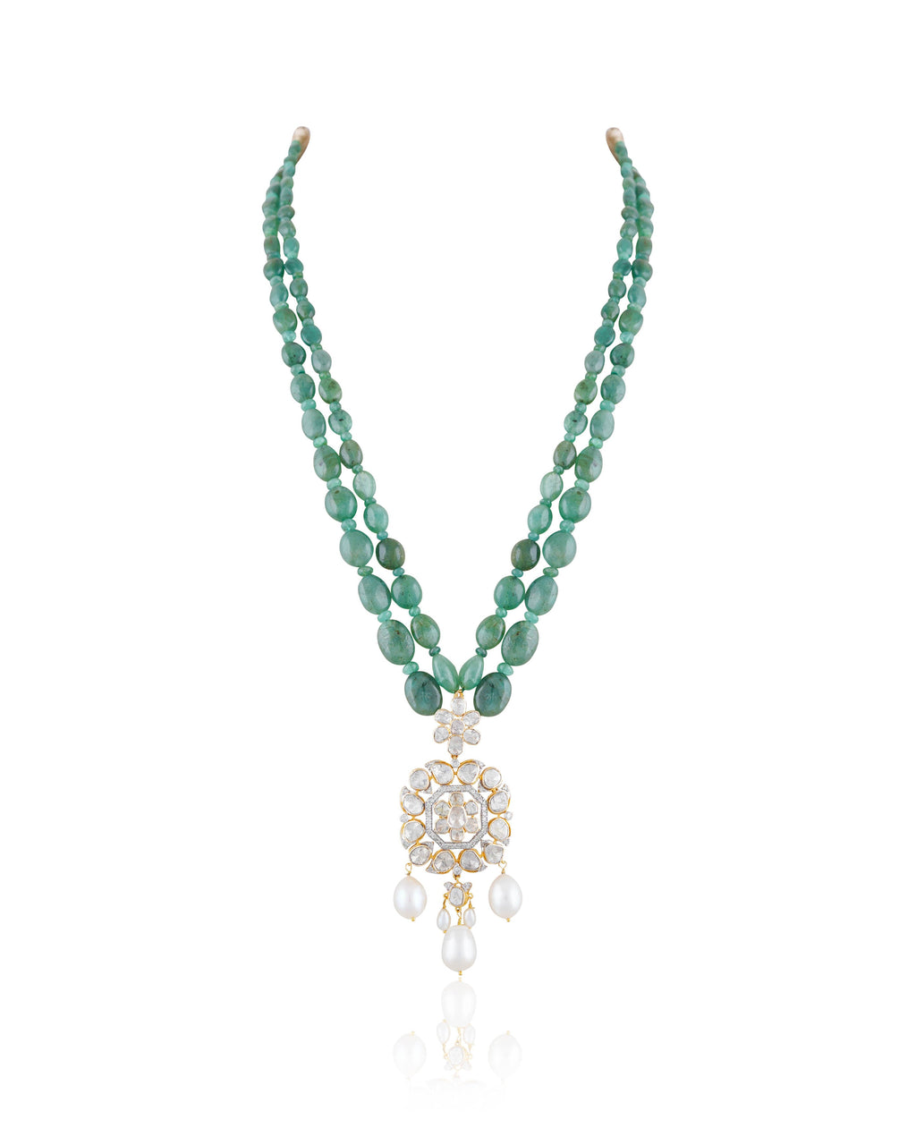 Isha Polki And Diamond Bead Pendant